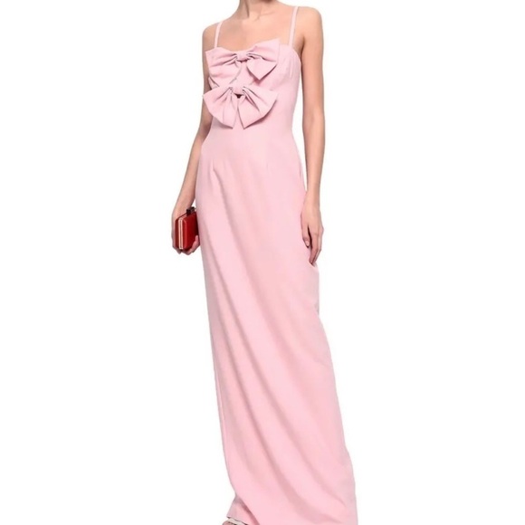 Black Halo Eve Milayla Bow Embellished Gown Pastel Pink Formal Evening Solid - Picture 1 of 11